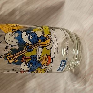 Vintage Grouchy Smurf 1982 Hardee's Glass
